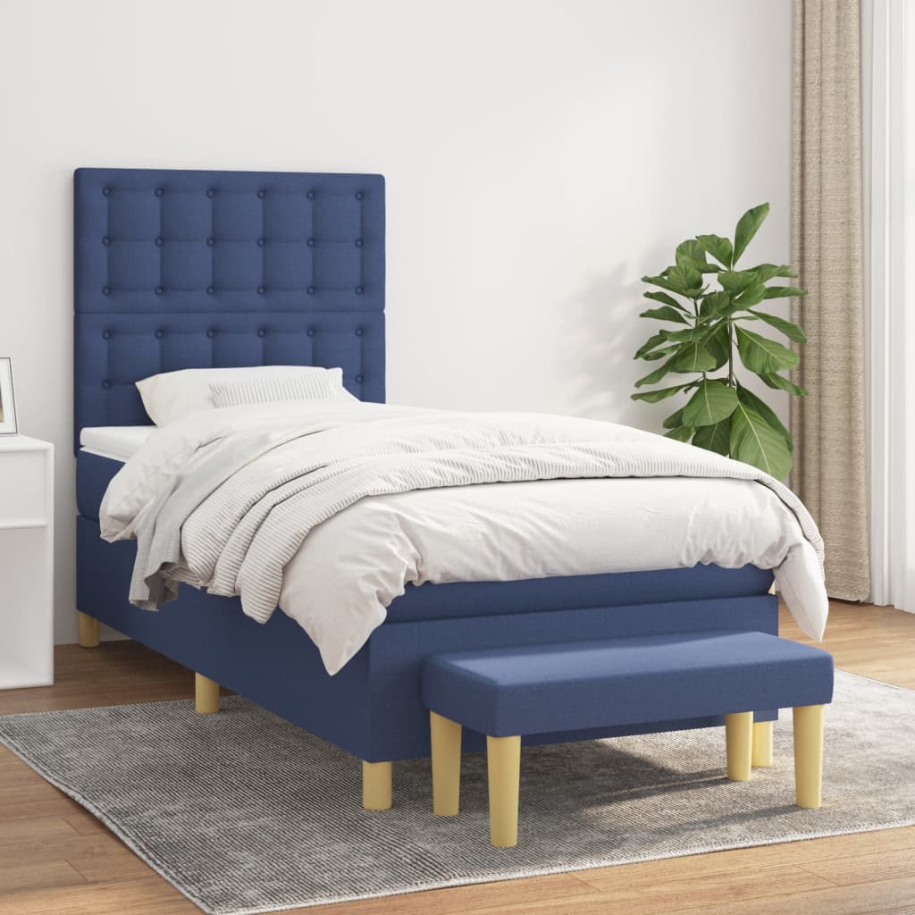 Lit À Ressorts Avec Coussin 190 X 90 Cm Tissu