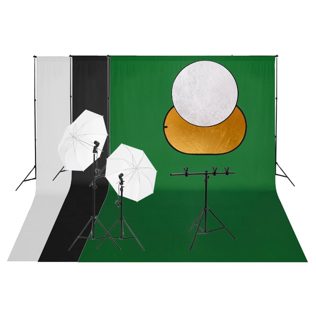 Kit De Studio Photo Avec Éclairage Toile De Fond Et Réflecteur