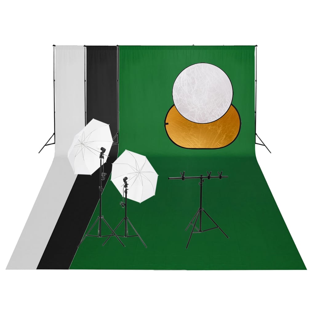 Kit De Studio Photo Avec Éclairage Toile De Fond Et Réflecteur