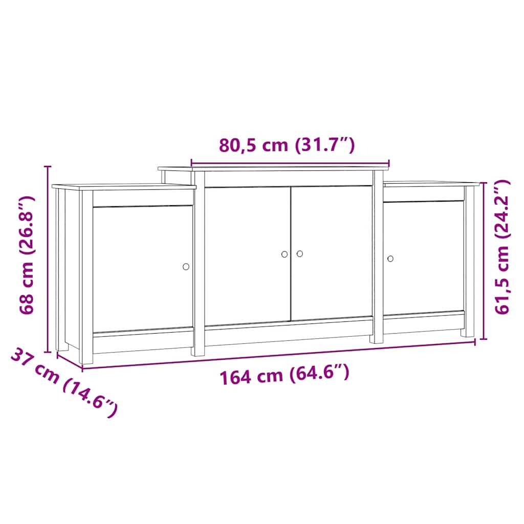 Buffet 164X37X68 Cm Bois Massif De Pin