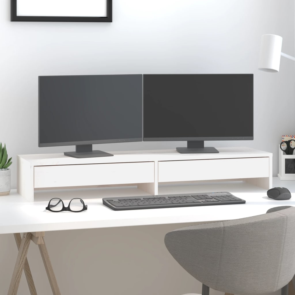 Support De Moniteur Bois De Pin Solide