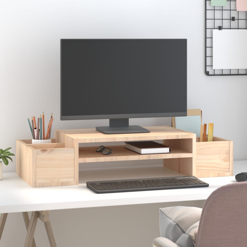 Support Pour Moniteur 70X27,5X15 Cm Bois De Pin Solide