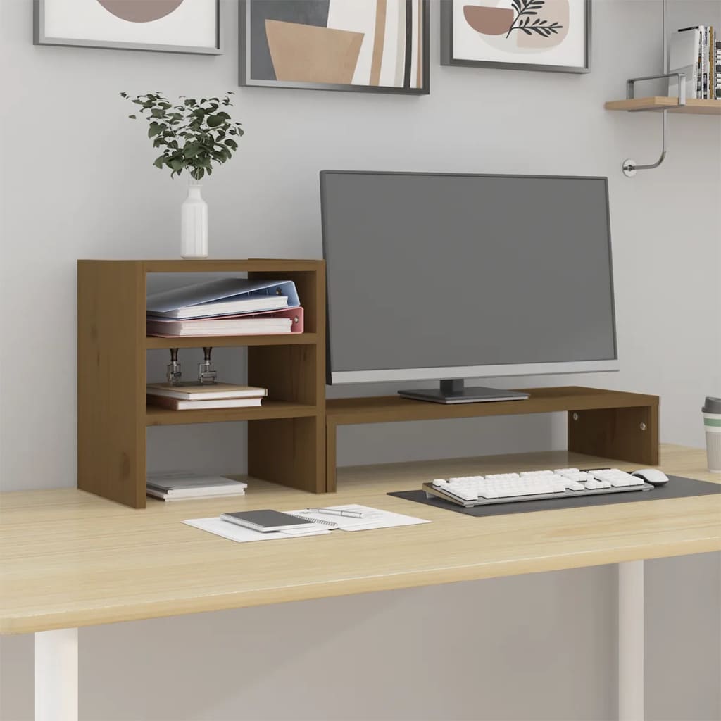 Support De Moniteur 81X20X30 Cm Bois De Pin Solide