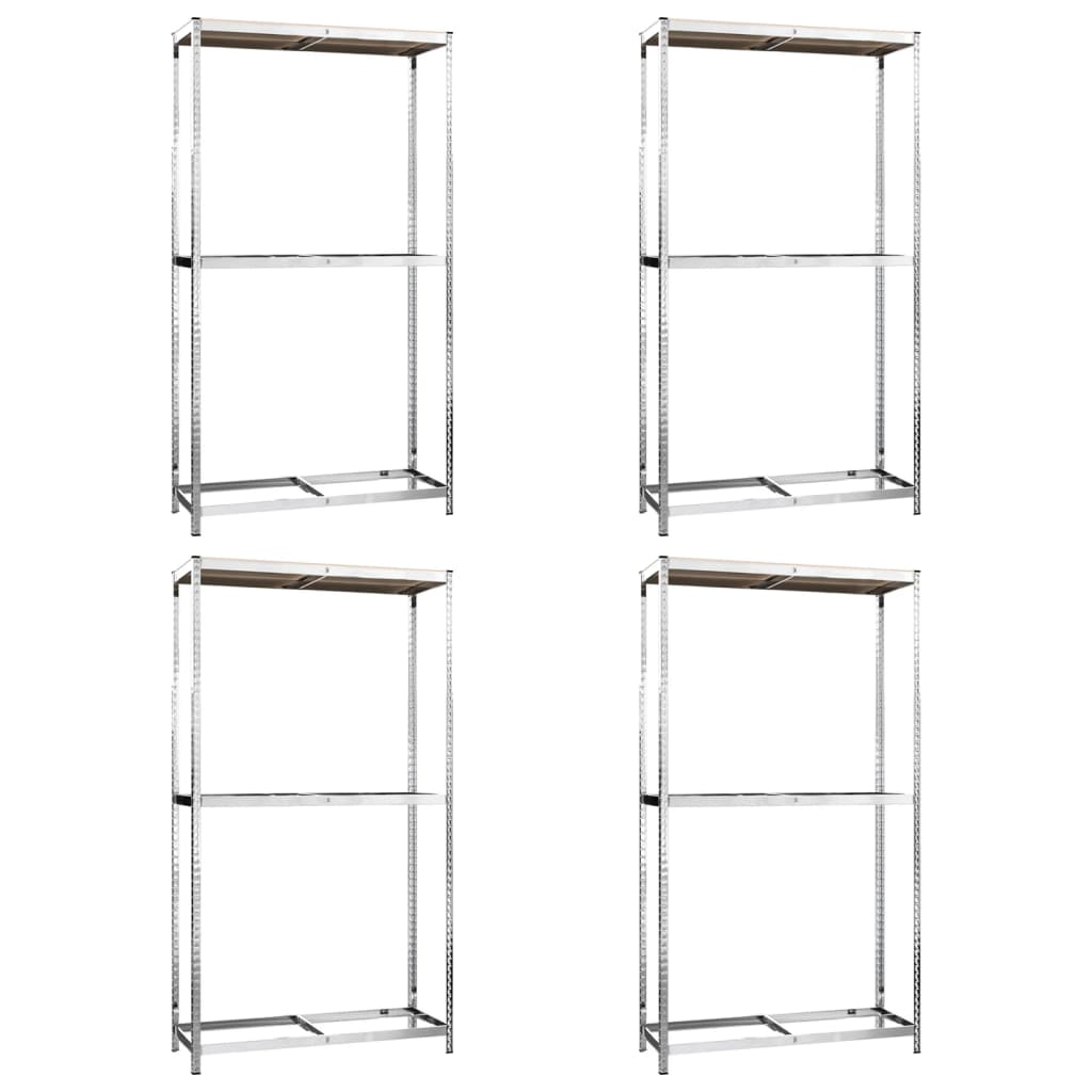 Porte-Pneus À 2 Niveaux 4 Pcs Argenté Acier