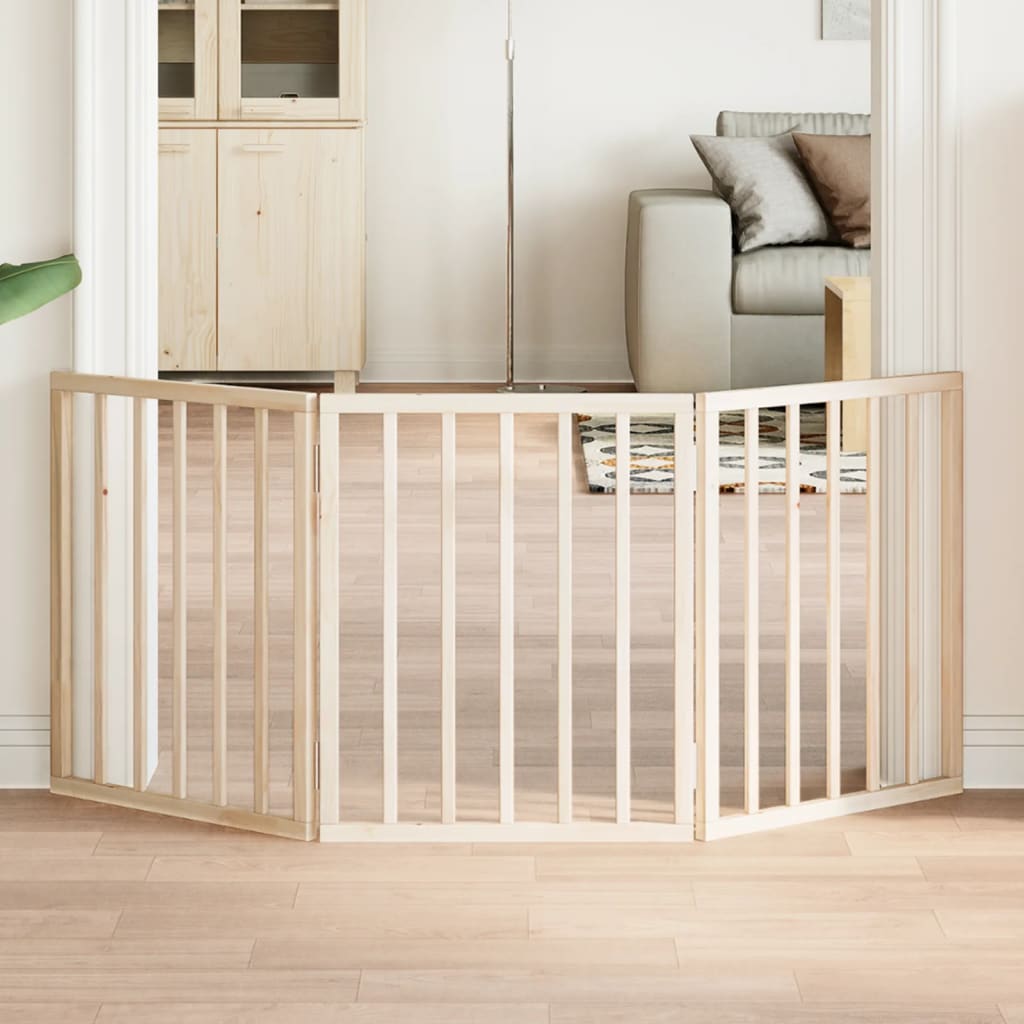 Barrière Pour Chien Pliable 3 Panneaux 150 Cm Bois De Peuplier