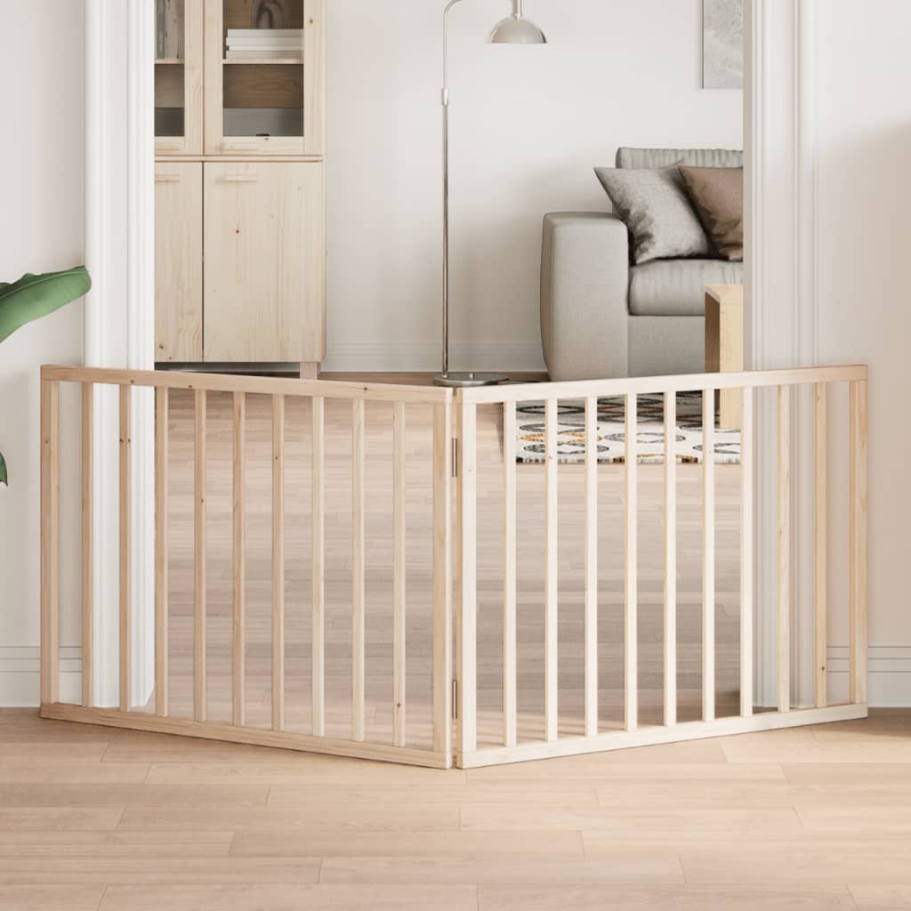 Barrière Pour Chien Pliable 3 Panneaux 150 Cm Bois De Peuplier