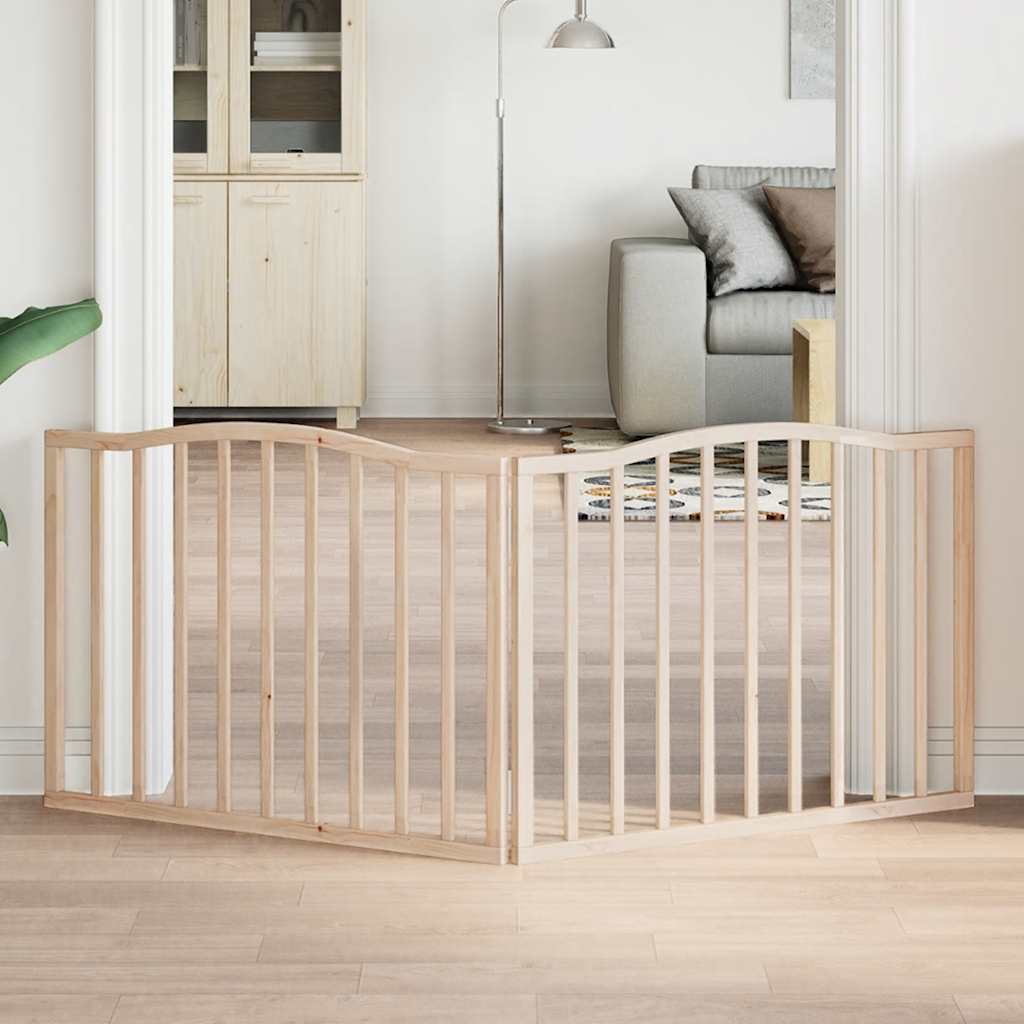 Barrière Pour Chiens Et Porte 4 Panneaux Bois De Peuplier