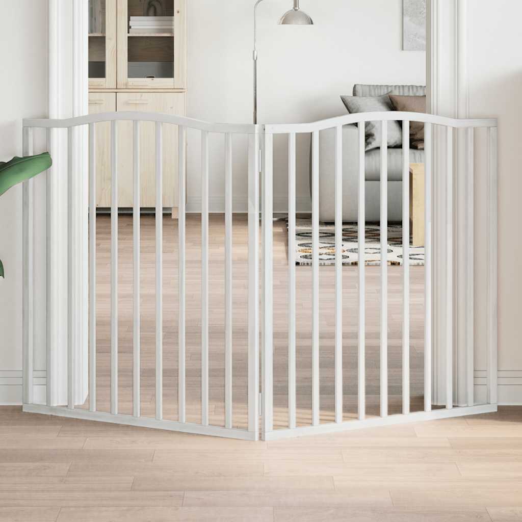Barrière Pour Chiens Et Porte 4 Panneaux Bois De Peuplier