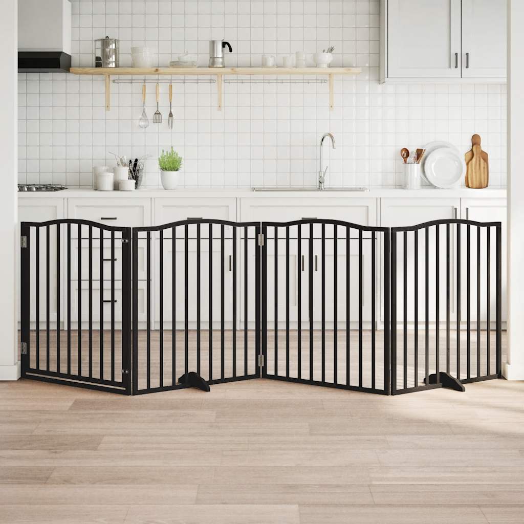 Barrière Pour Chiens Et Porte 4 Panneaux Bois De Peuplier