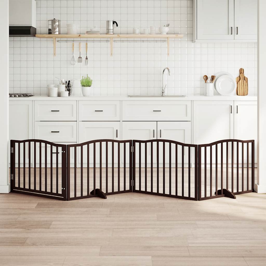 Barrière Pour Chiens Et Porte 4 Panneaux Bois De Peuplier