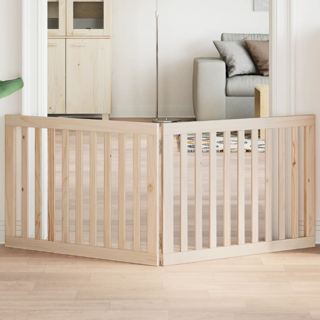Barrière Pour Chien Pliable 3 Panneaux 150 Cm Bois De Peuplier