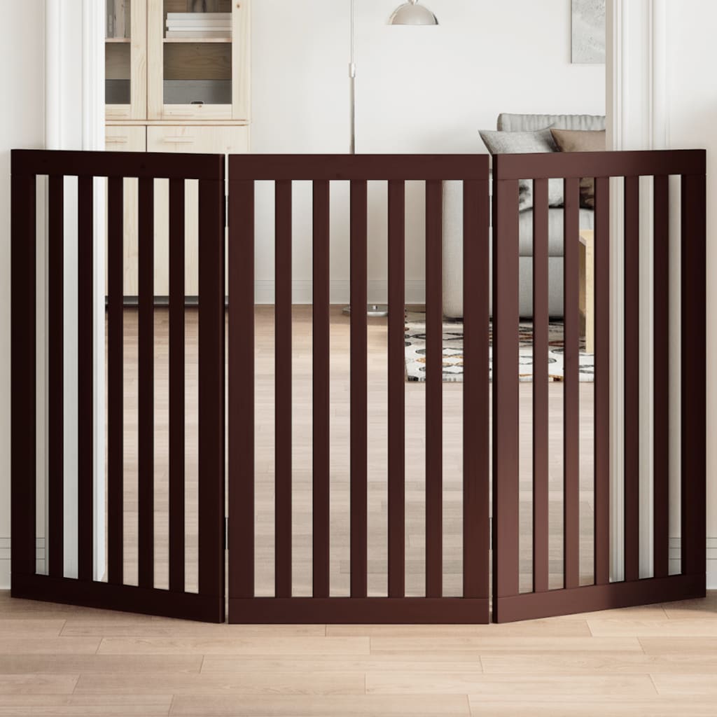 Barrière Pour Chien Pliable 3 Panneaux 150 Cm Bois De Peuplier