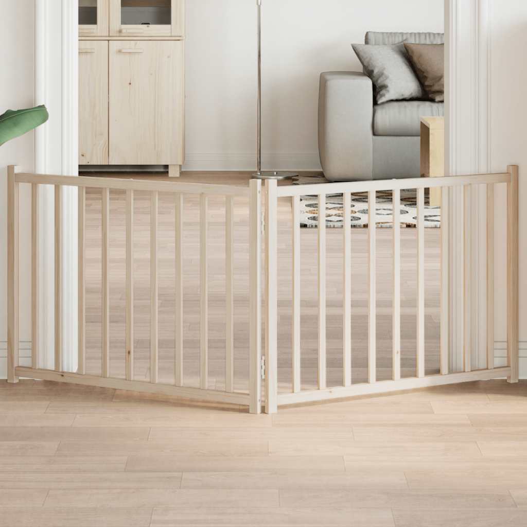 Barrière Pour Chiens Avec Porte 4 Panneaux Bois De Sapin Massif