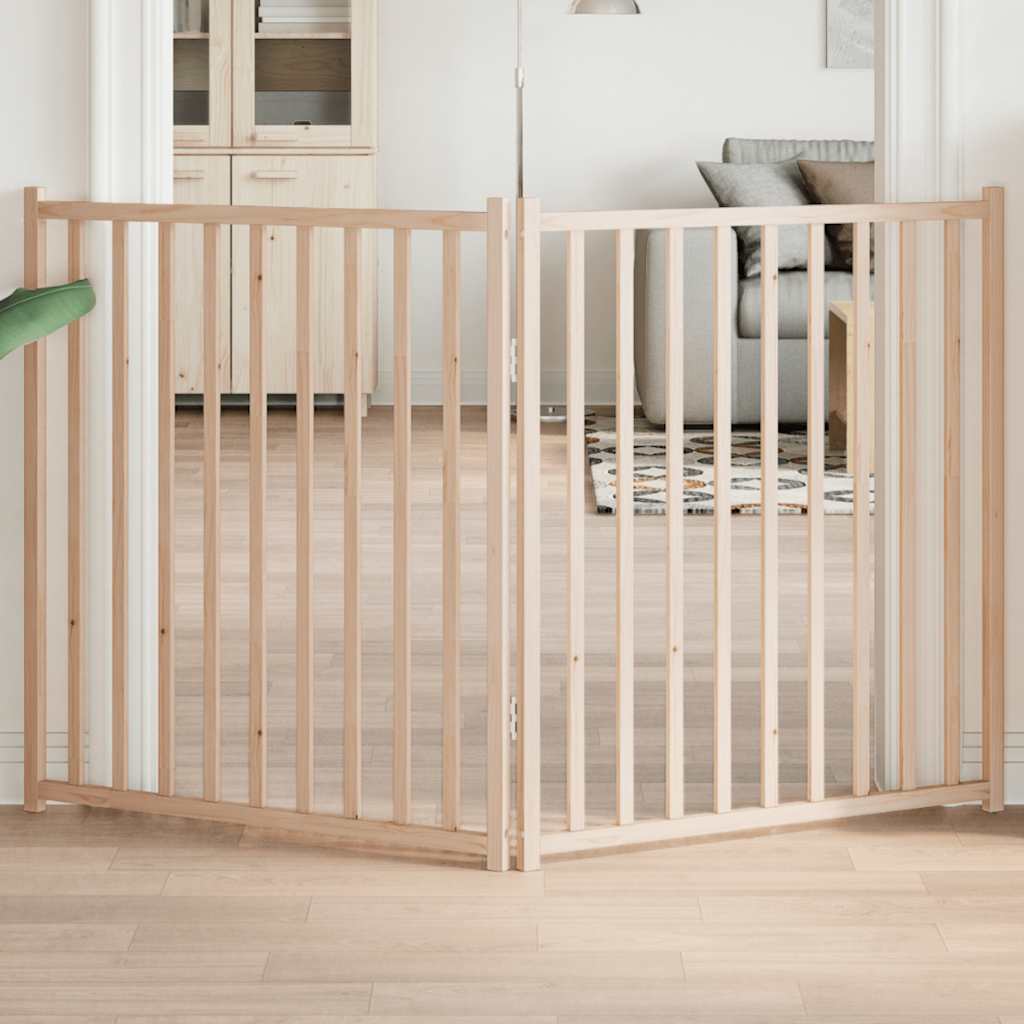 Barrière Pour Chiens Avec Porte 4 Panneaux Bois De Sapin Massif