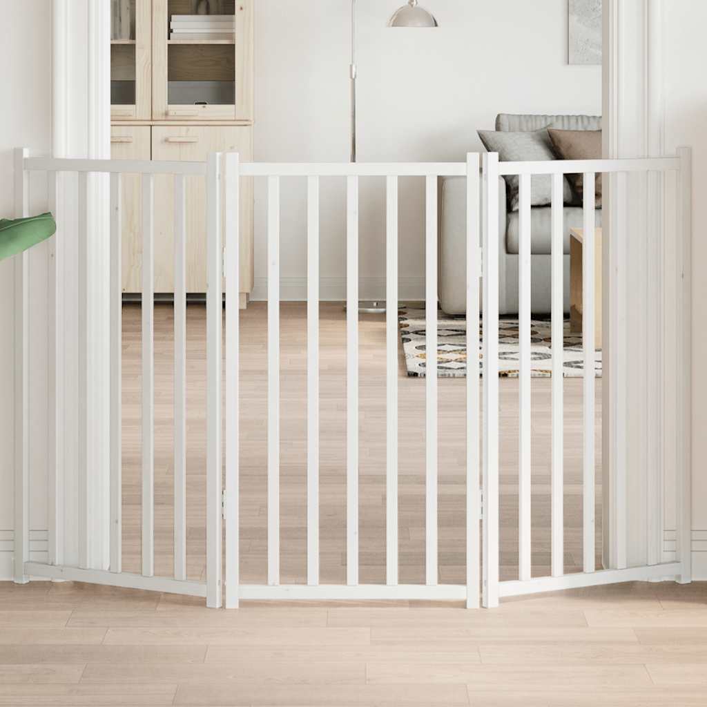 Barrière Pour Chiens Avec Porte 4 Panneaux Bois De Sapin Massif