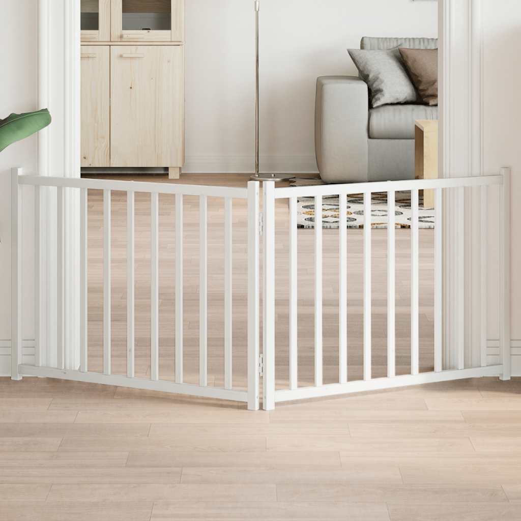 Barrière Pour Chiens Avec Porte 4 Panneaux Bois De Sapin Massif
