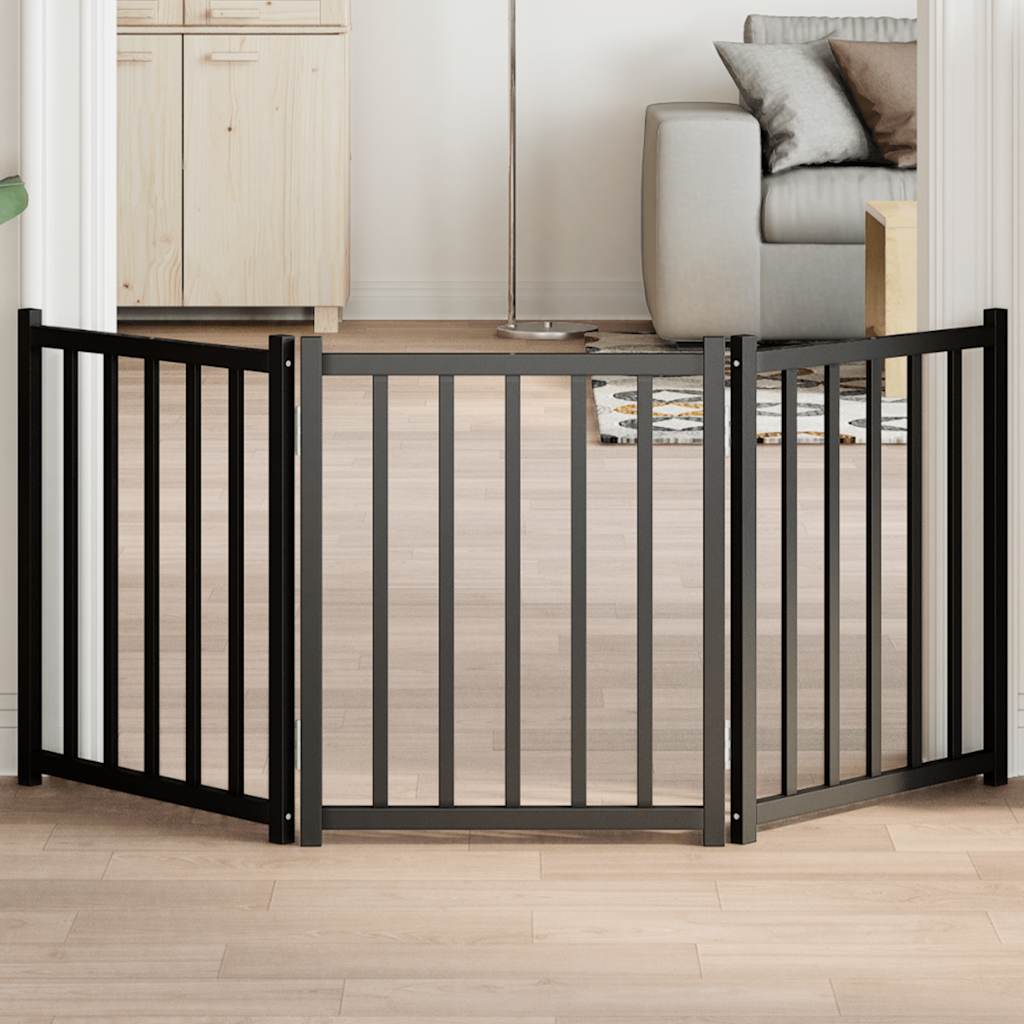 Barrière Pour Chiens Avec Porte 4 Panneaux Bois De Sapin Massif