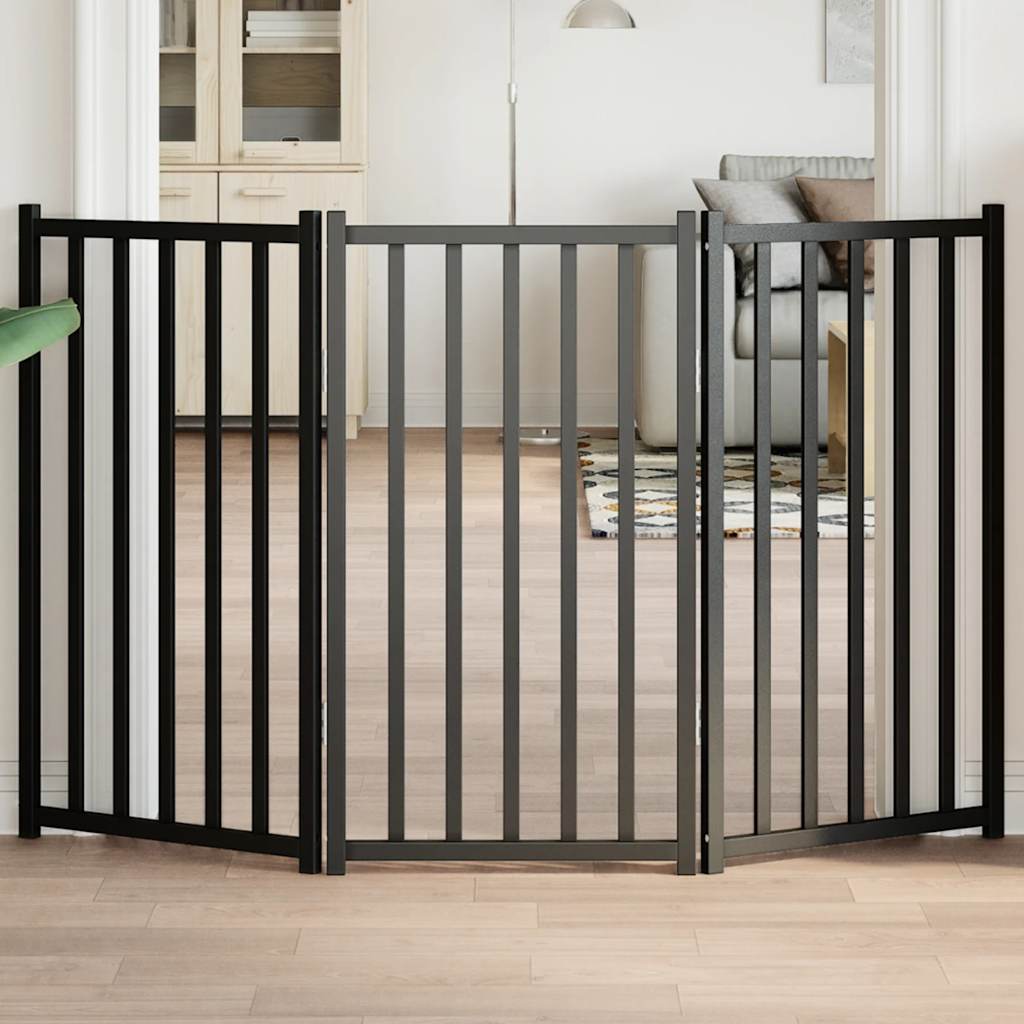 Barrière Pour Chiens Avec Porte 4 Panneaux Bois De Sapin Massif