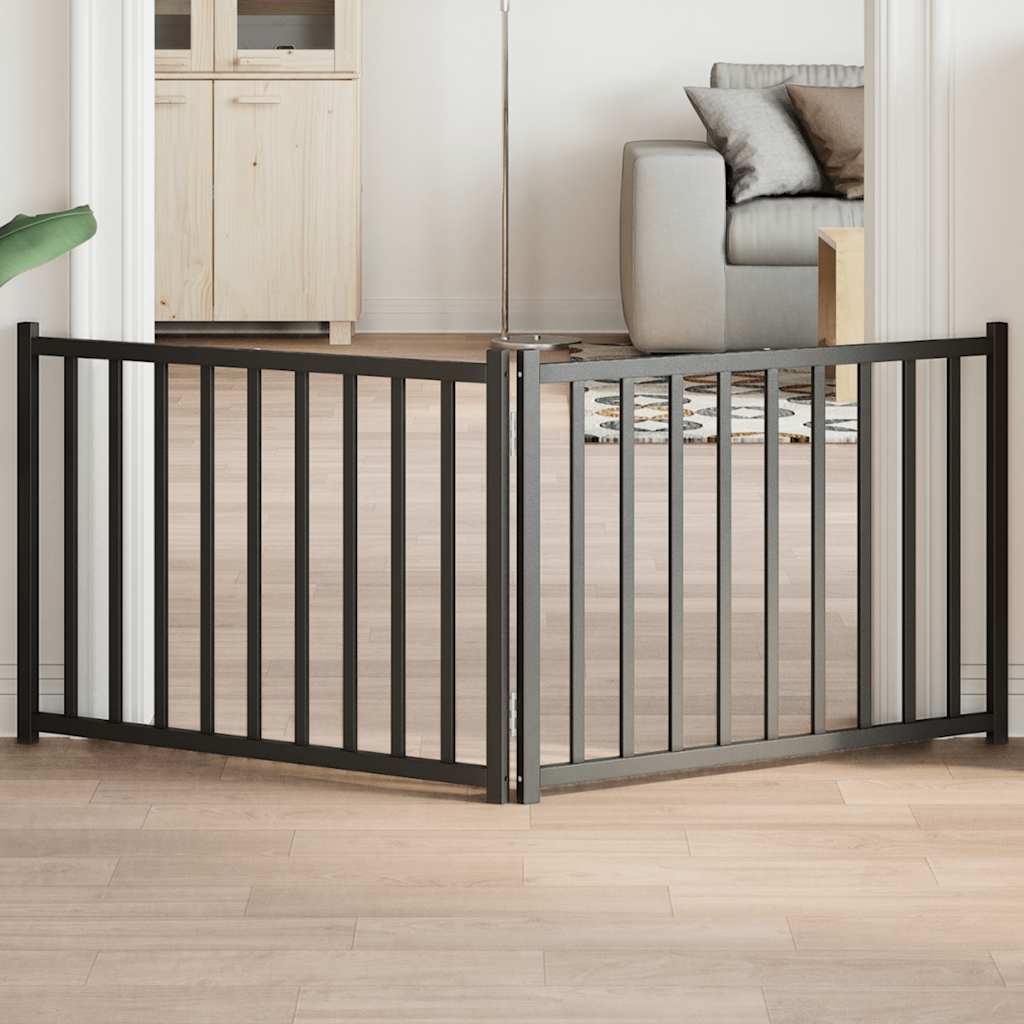 Barrière Pour Chiens Avec Porte 4 Panneaux Bois De Sapin Massif