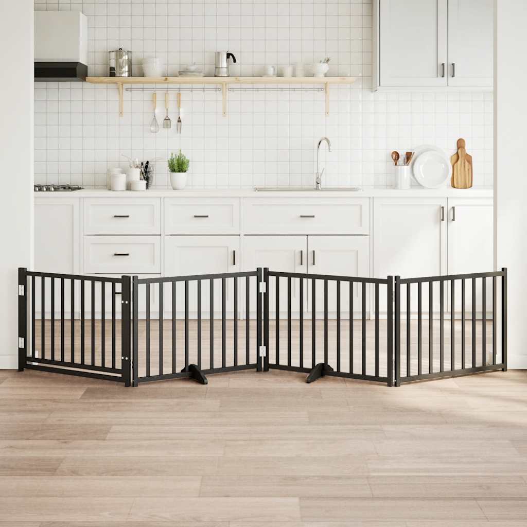 Barrière Pour Chiens Avec Porte 4 Panneaux Bois De Sapin Massif