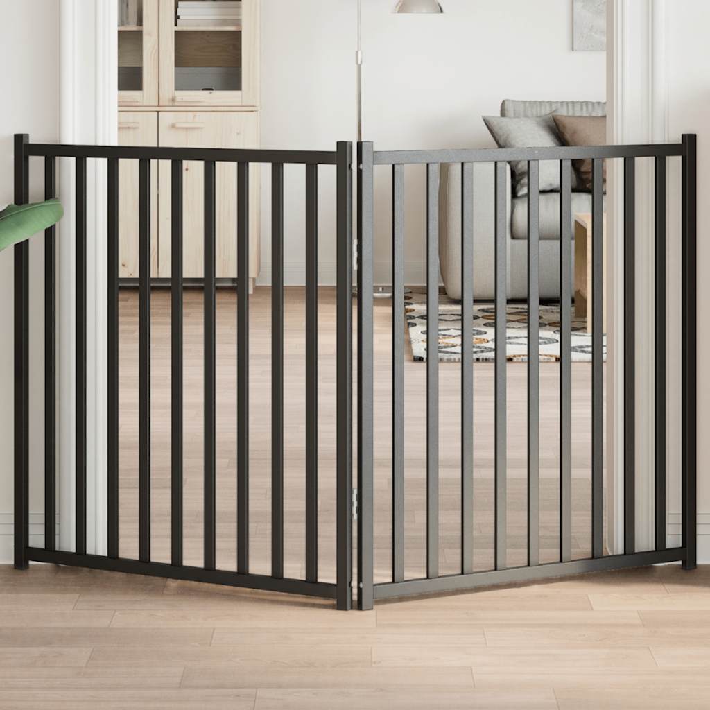 Barrière Pour Chiens Avec Porte 4 Panneaux Bois De Sapin Massif