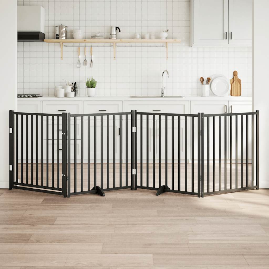 Barrière Pour Chiens Avec Porte 4 Panneaux Bois De Sapin Massif
