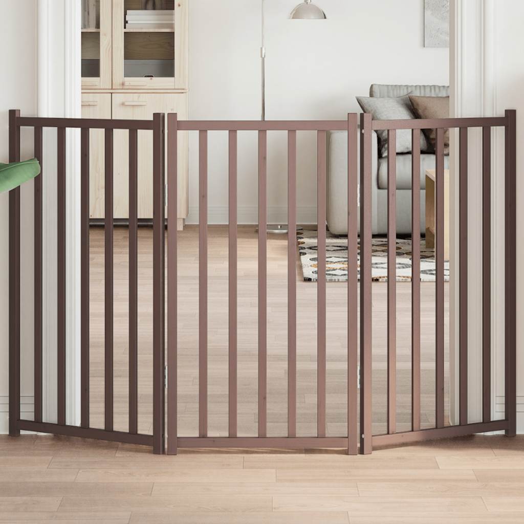 Barrière Pour Chiens Avec Porte 4 Panneaux Bois De Sapin Massif