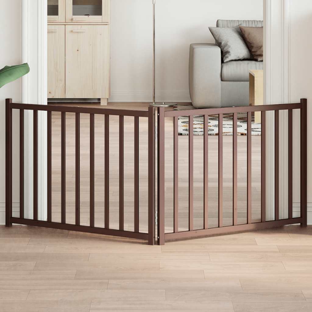 Barrière Pour Chiens Avec Porte 4 Panneaux Bois De Sapin Massif