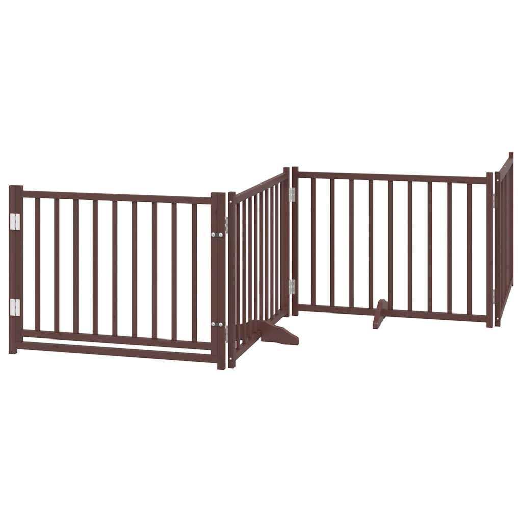 Barrière Pour Chiens Avec Porte 4 Panneaux Bois De Sapin Massif