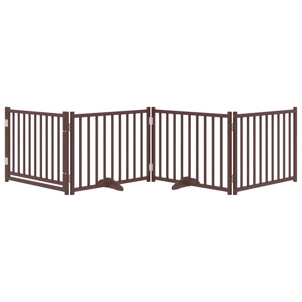 Barrière Pour Chiens Avec Porte 4 Panneaux Bois De Sapin Massif