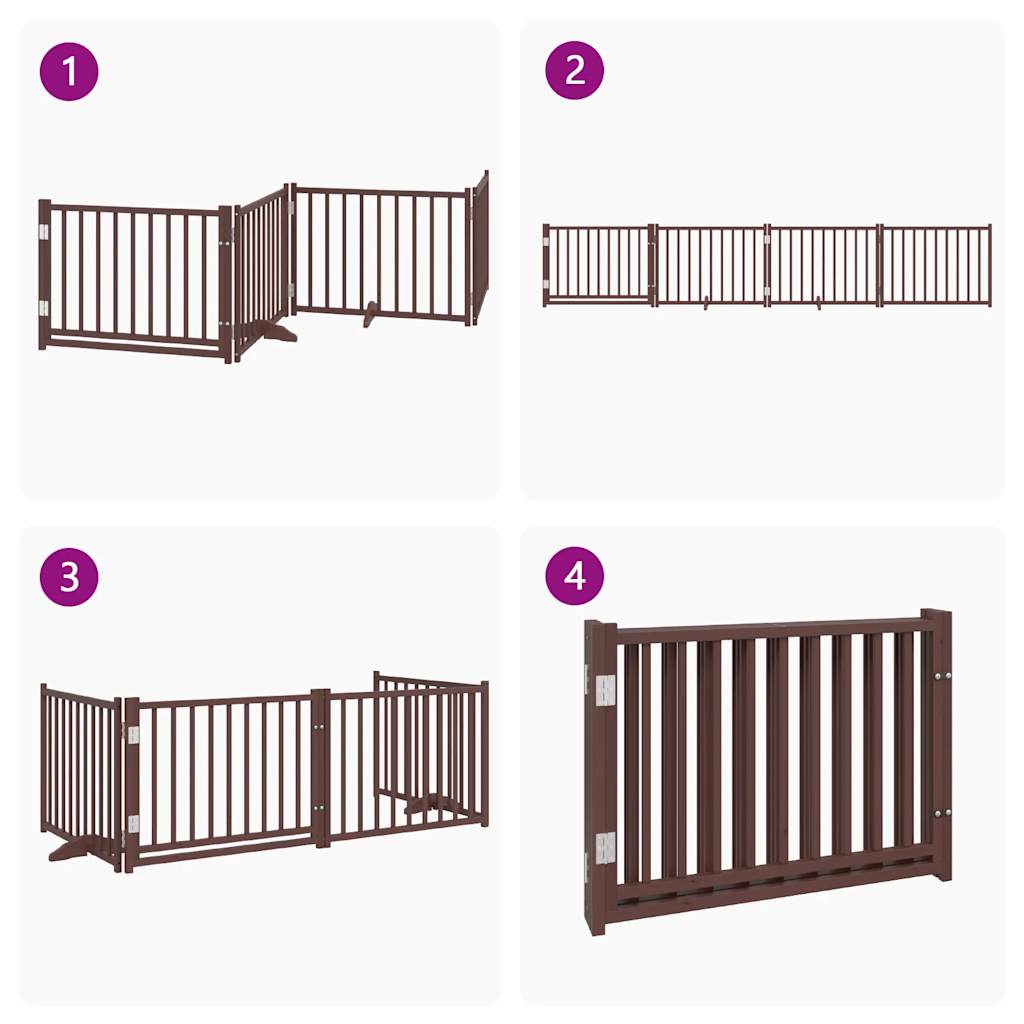Barrière Pour Chiens Avec Porte 4 Panneaux Bois De Sapin Massif