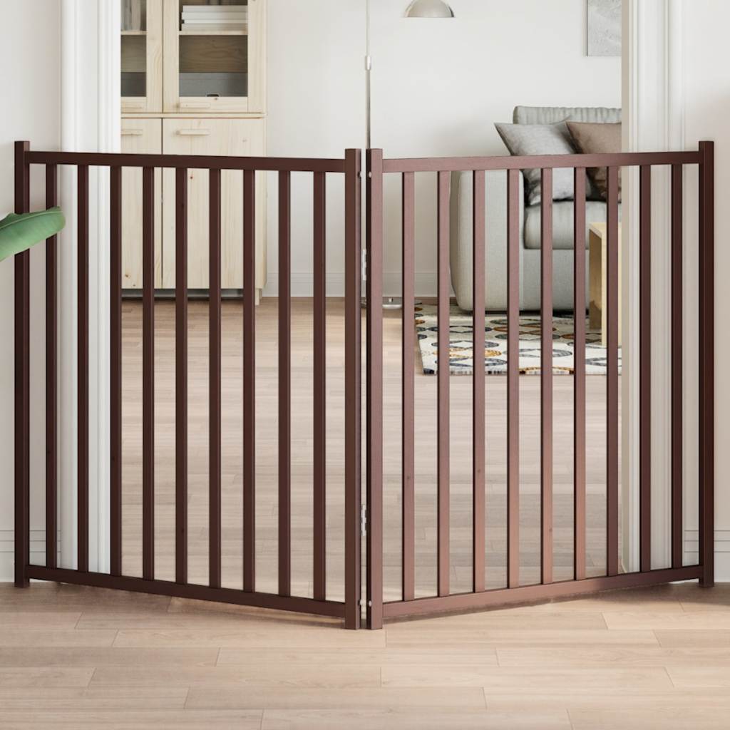 Barrière Pour Chiens Avec Porte 4 Panneaux Bois De Sapin Massif