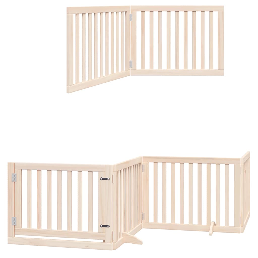 Barrière Pour Chien Avec Porte Pliable 6 Panneaux Bois Peuplier