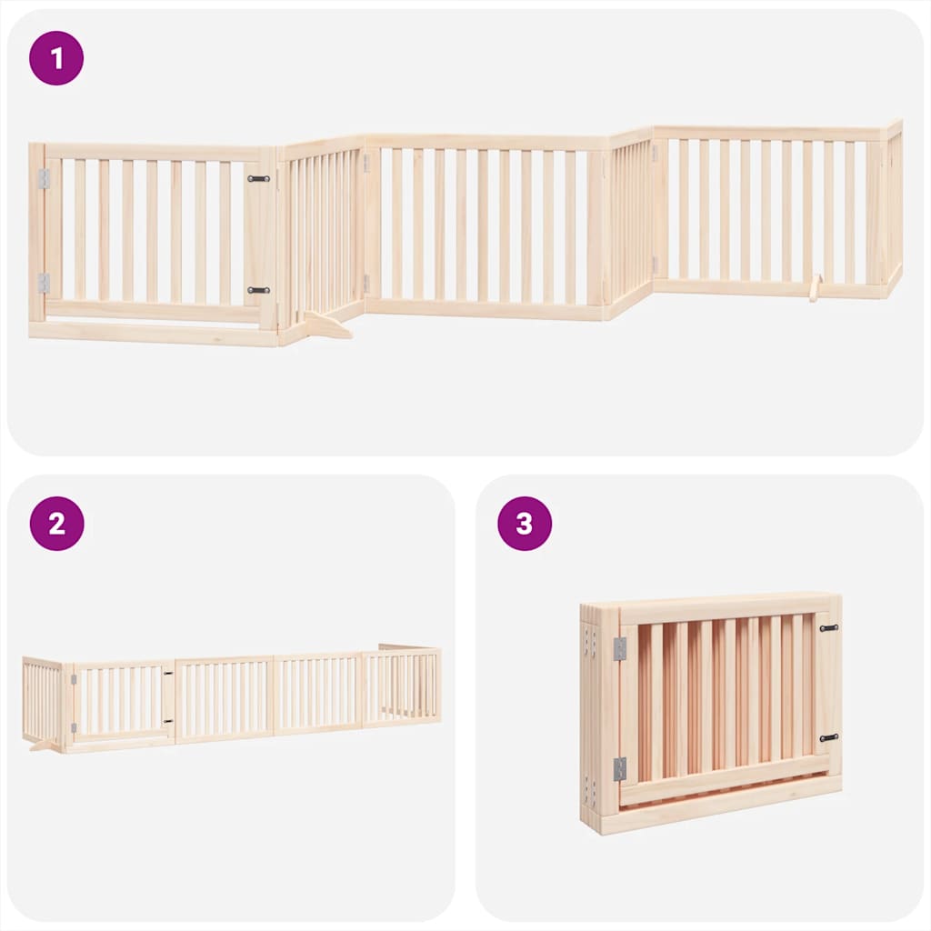 Barrière Pour Chien Avec Porte Pliable 6 Panneaux Bois Peuplier