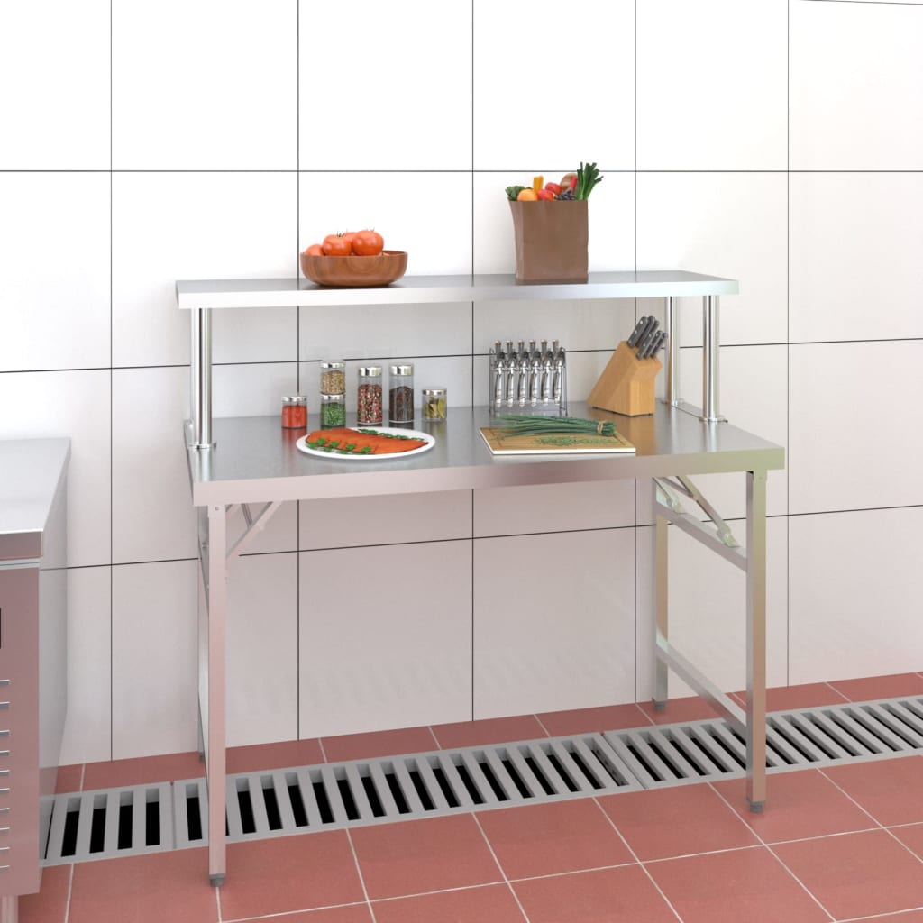 Table De Travail De Cuisine Avec Étagère Inox