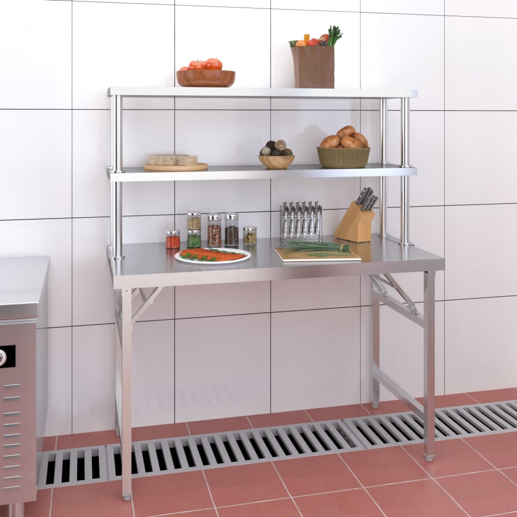 Table De Travail De Cuisine Avec Étagère Inox