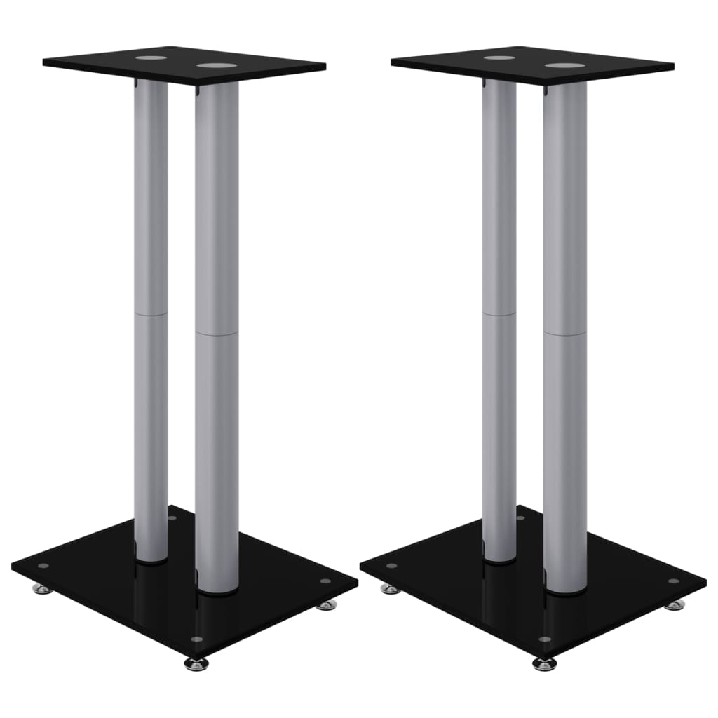 Supports De Haut-Parleurs 2 Pcs Noir/Argenté 2 Piliers