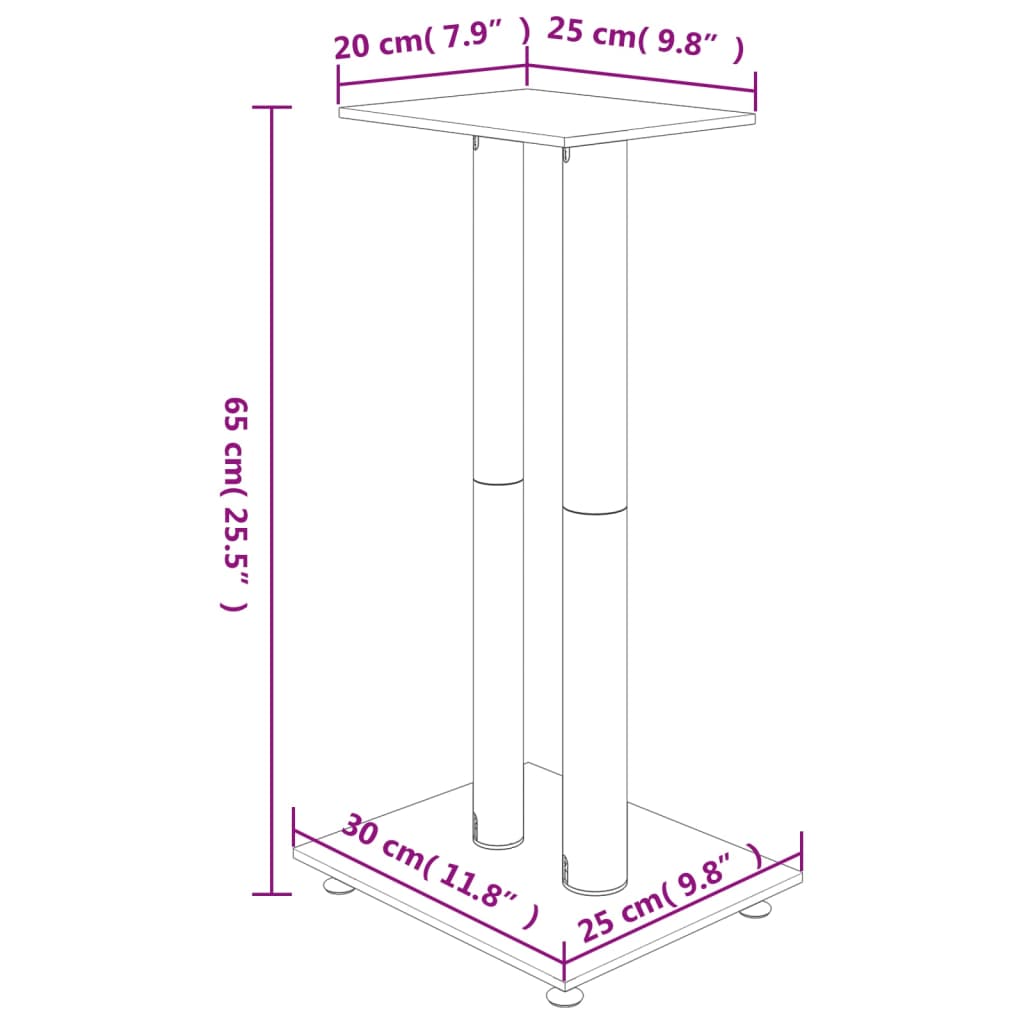 Supports De Haut-Parleurs 2 Pcs Noir/Argenté 2 Piliers