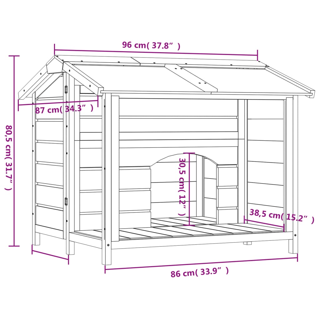 Chenil 96X87X80,5 Cm Bois De Pin Solide