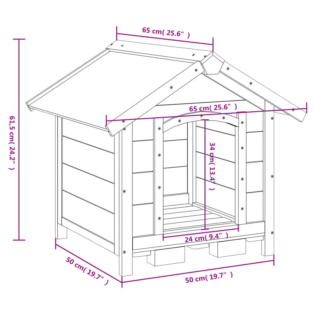 Chenil Moka 65X65X61,5 Cm Bois De Pin Solide