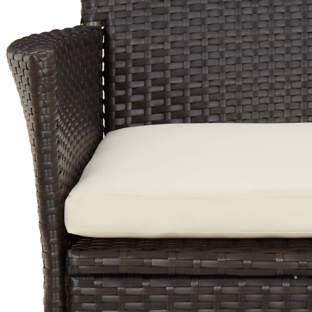 Ensemble À Manger De Jardin Et Coussins 9 Pcs Marron Poly Rotin