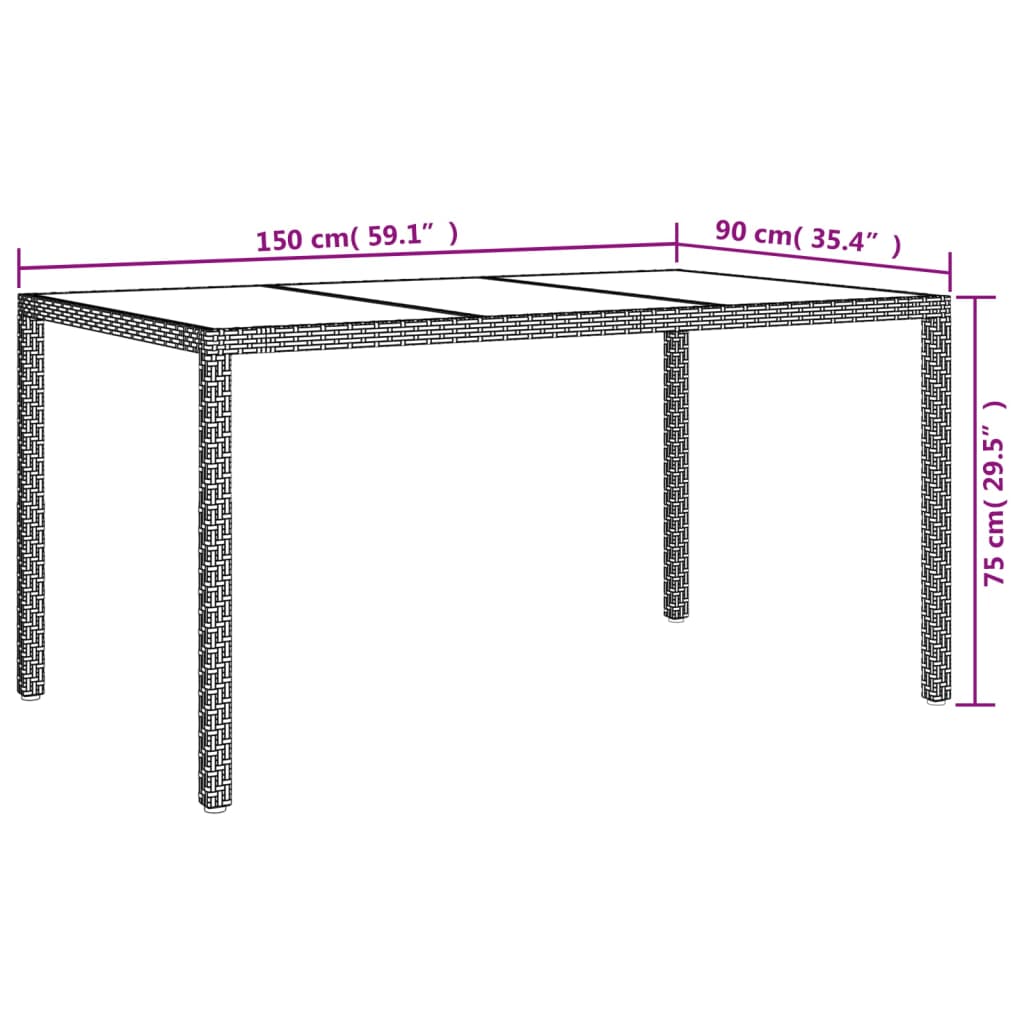 Ensemble À Manger De Jardin Coussins 7Pcs Noir Résine Tressée