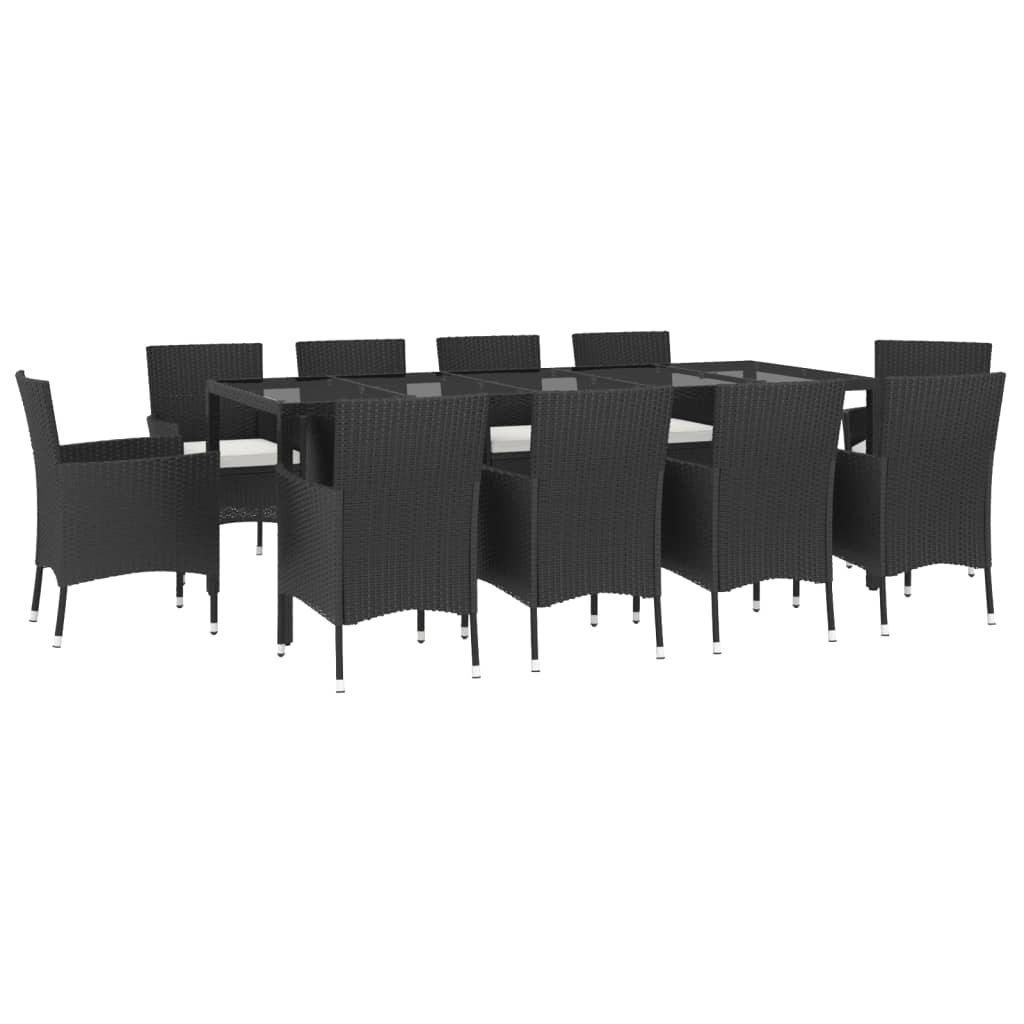 Ensemble À Manger De Jardin 11 Pcs Coussins Noir Résine Tressée