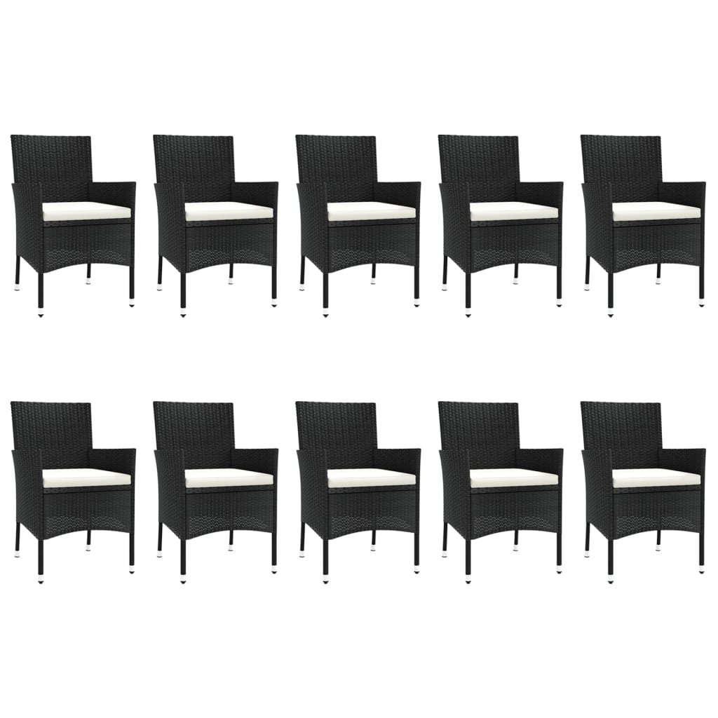 Ensemble À Manger De Jardin 11 Pcs Coussins Noir Résine Tressée