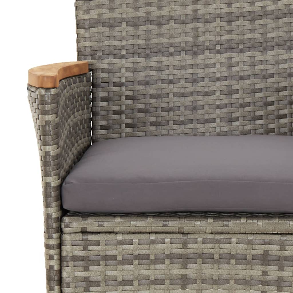 Ensemble À Manger De Jardin 5 Pcs Coussins Gris Résine Tressée