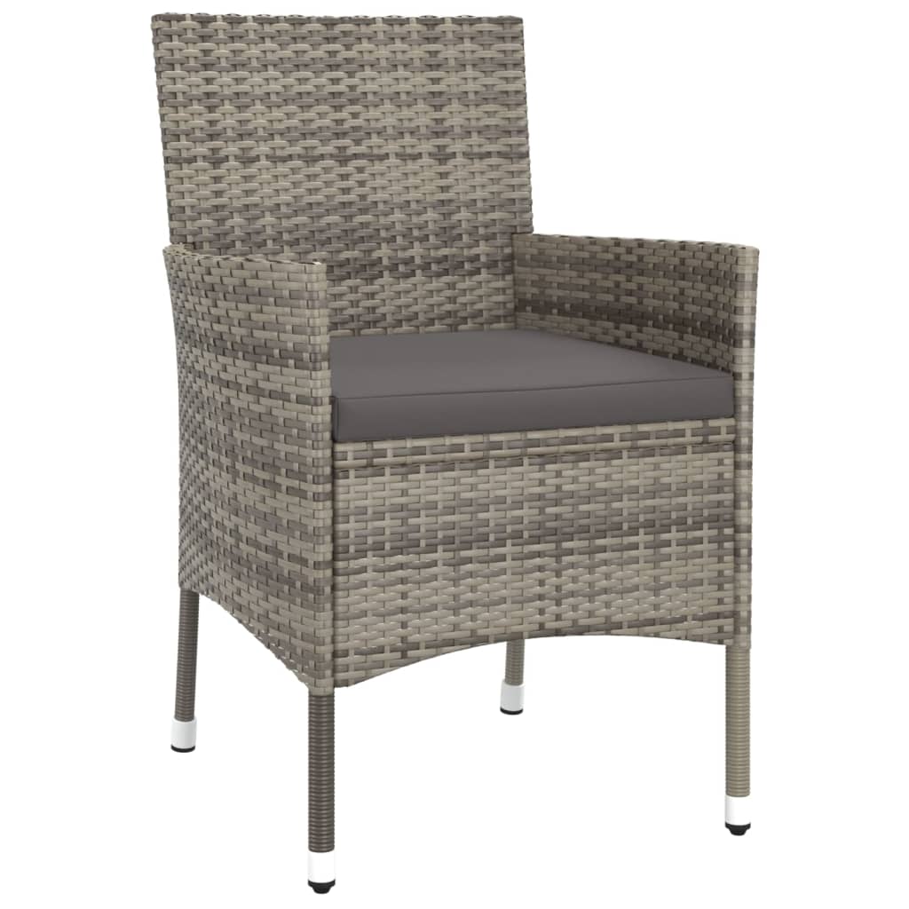 Ensemble À Manger De Jardin 3 Pcs Coussins Gris Résine Tressée