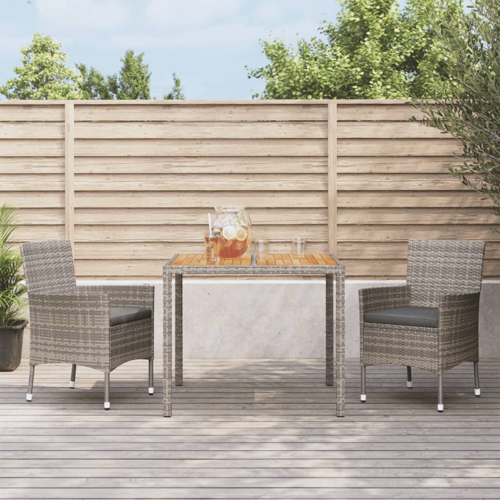 Ensemble À Manger De Jardin 3 Pcs Coussins Gris Résine Tressée