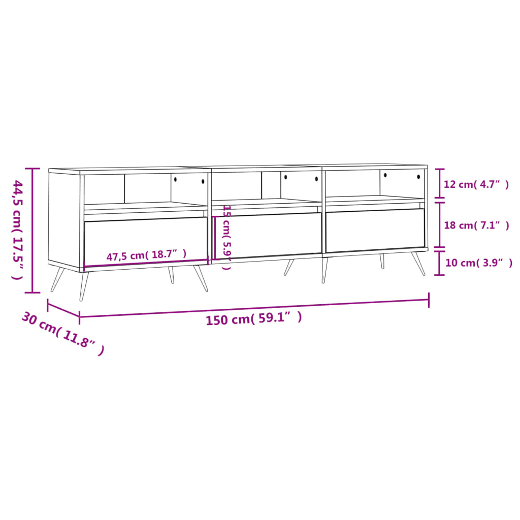 Meuble Tv 150X30X44,5 Cm Bois D'ingénierie