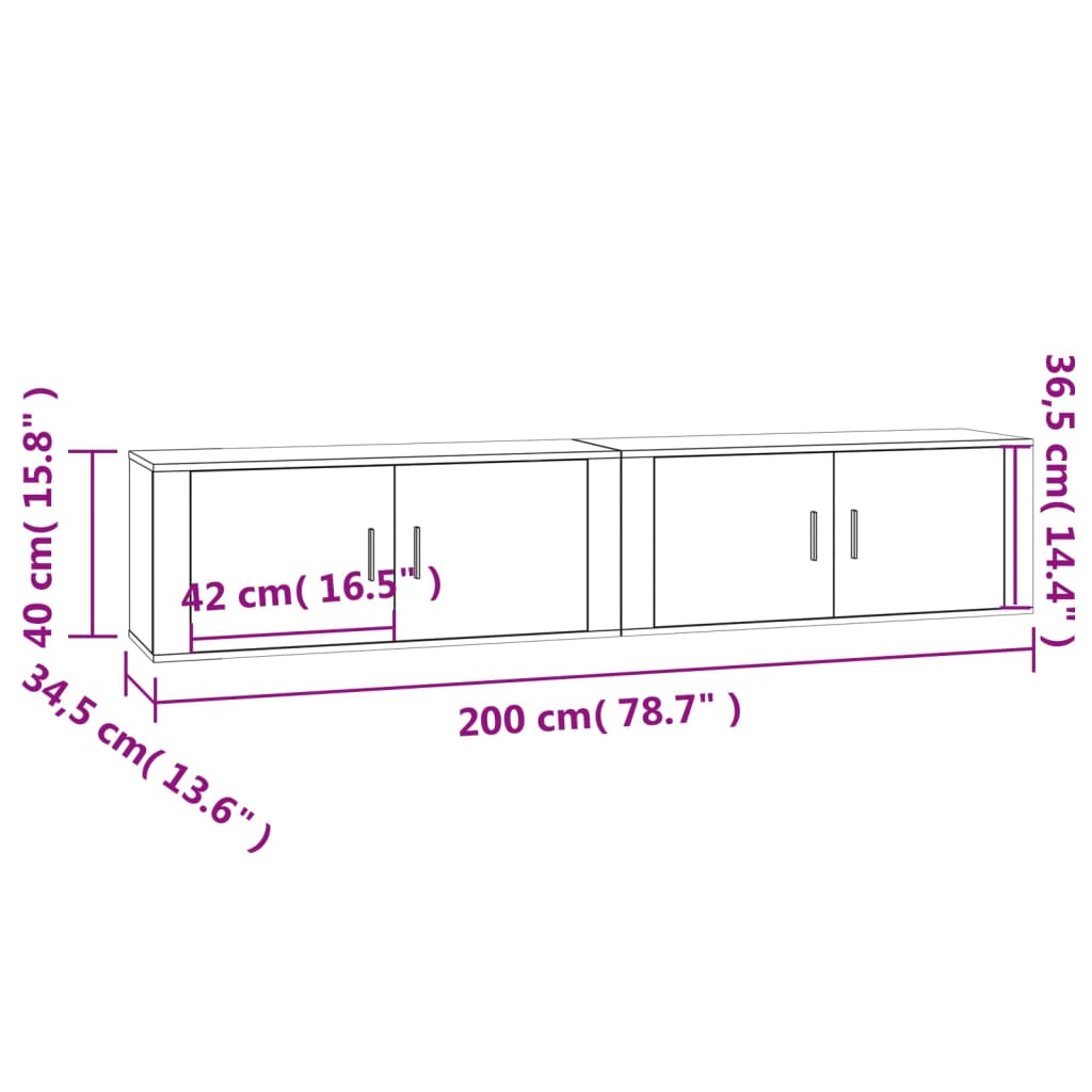 Meubles Tv Muraux 2 Pcs 100X34,5X40 Cm