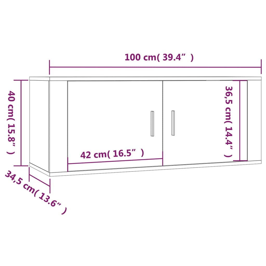 Meubles Tv Muraux 2 Pcs 100X34,5X40 Cm
